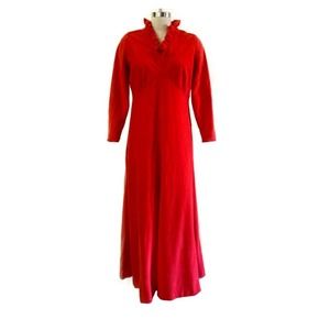 70s Orange Ruffle V Neck Dress